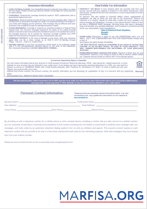 Downloadable Somali Sombank mortgage statement in Word and PDF formats 3 example